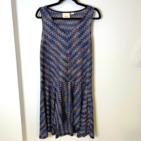 ANTHROPOLOGIE Maeve Sleeveless Midi Dress Drop Waist Blues & Purples Fine Knit M - Picture 8 of 14